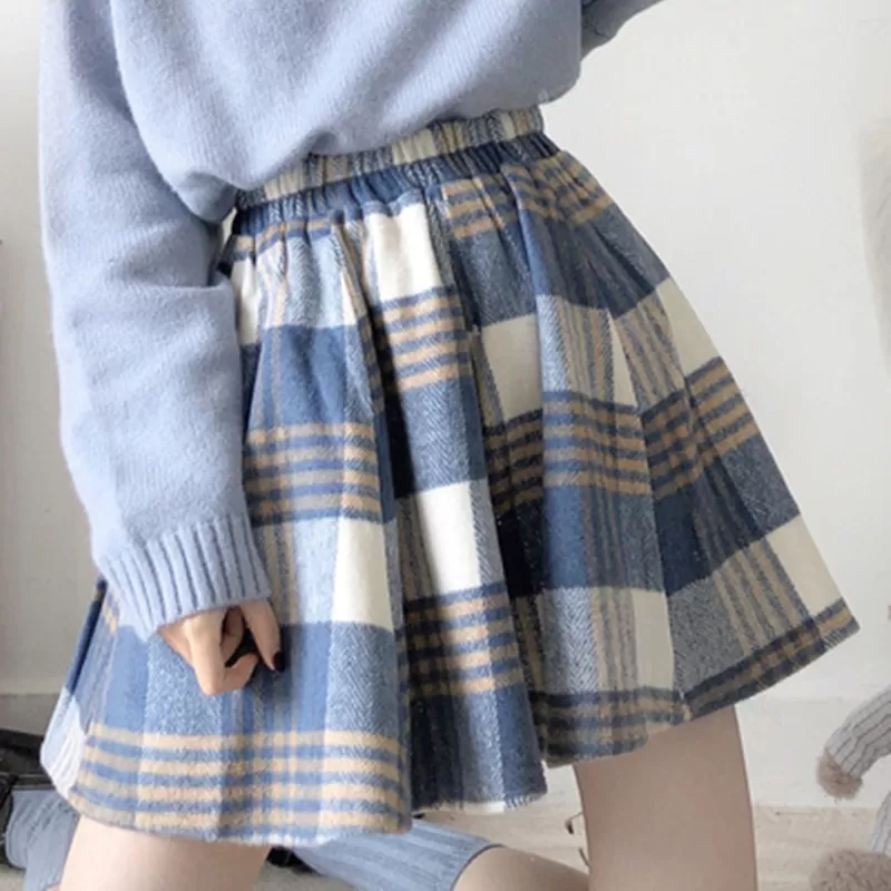 Grid Woolen Skirt AD12570