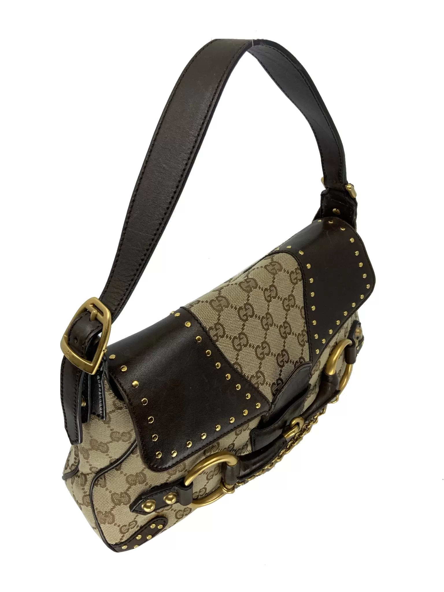 Gucci Monogram Horsebit Flap Bag