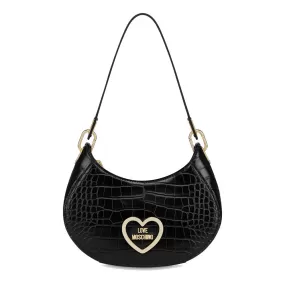 Hobo Bag Small LOVE MOSCHINO linea Croco Print colore Nero