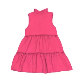 Hot Pink Gauze Tieback Dress