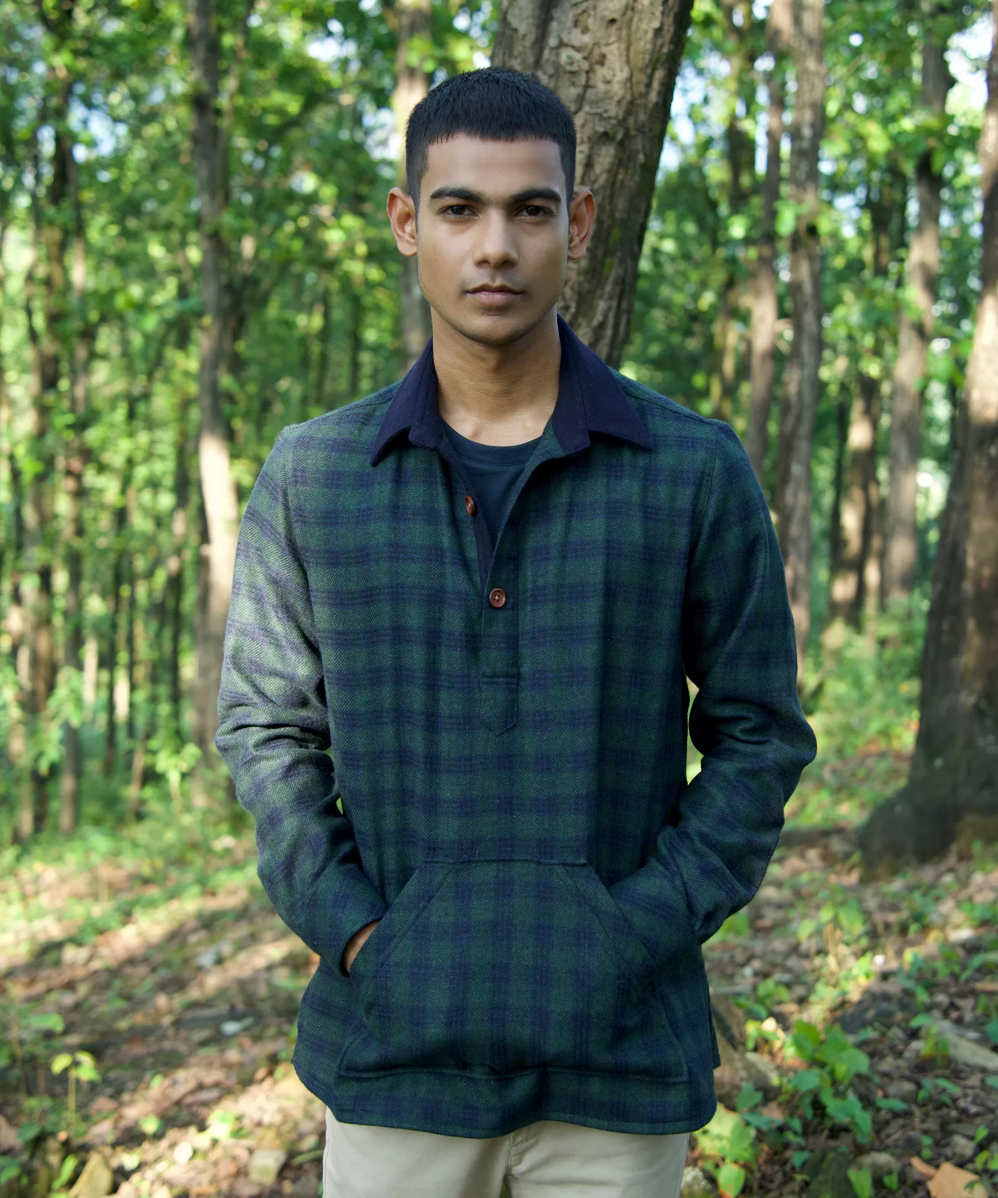 Hunter Green Woollen Popover Shirt