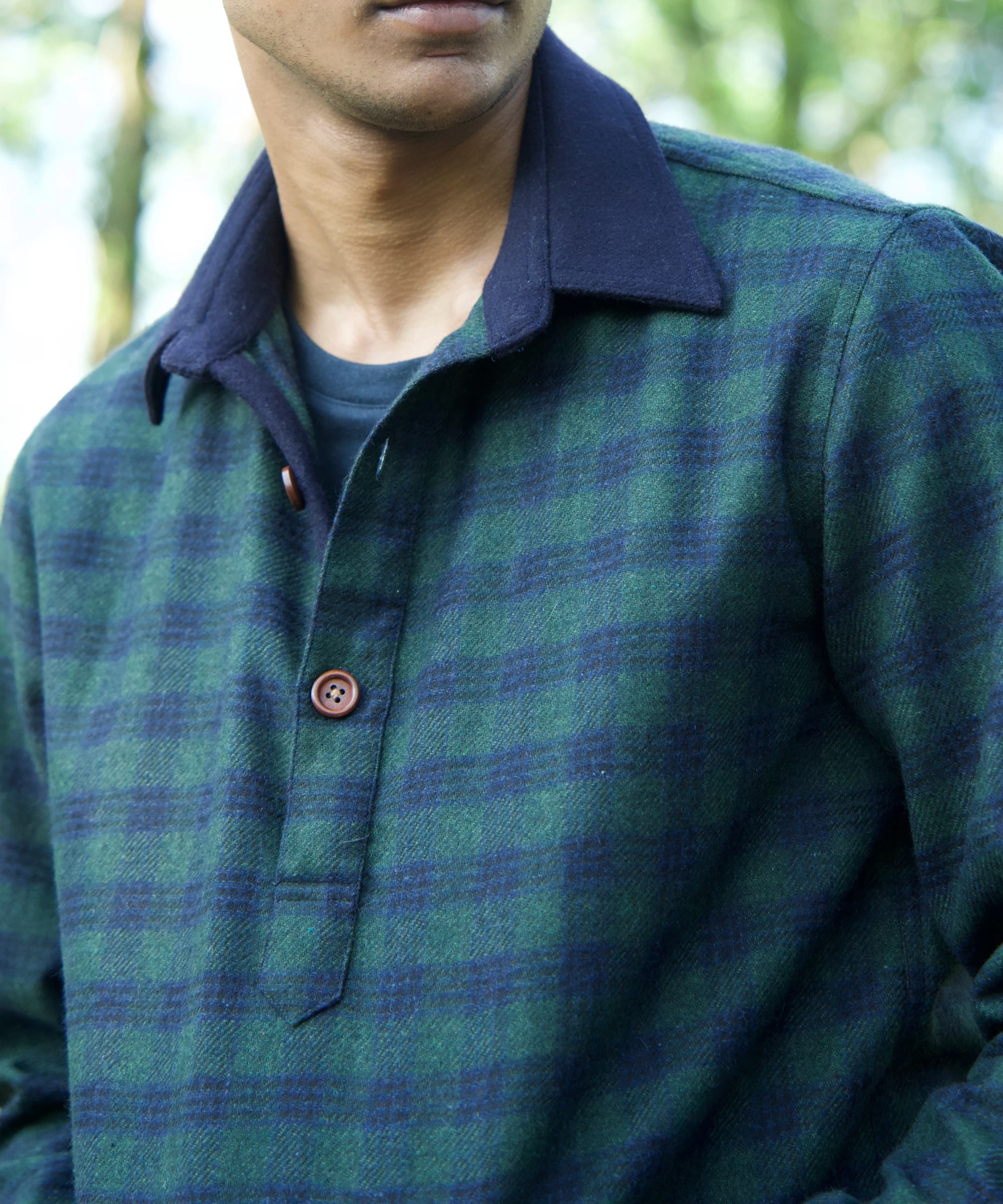 Hunter Green Woollen Popover Shirt