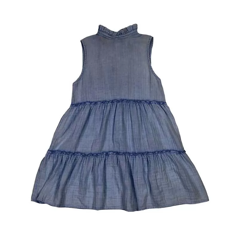 Indigo Gauze Tieback Dress