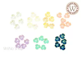 Iridescent Three Petal Flower Nail Art Cabochons - 5 pcs