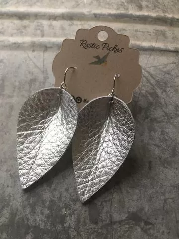 Jasmine Metallic Silver Leather Jo Petal Earrings