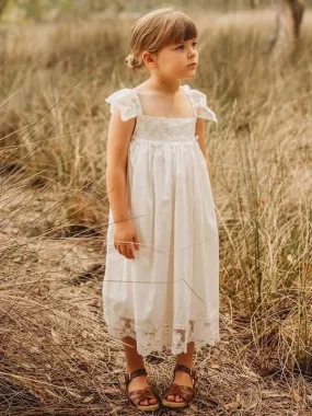 Jewel Neck Sleeveless White Party Dresses for Kids