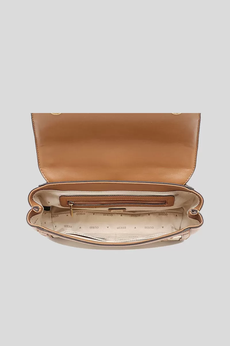 Katey Flap Shoulder Bag - Natural Cognac