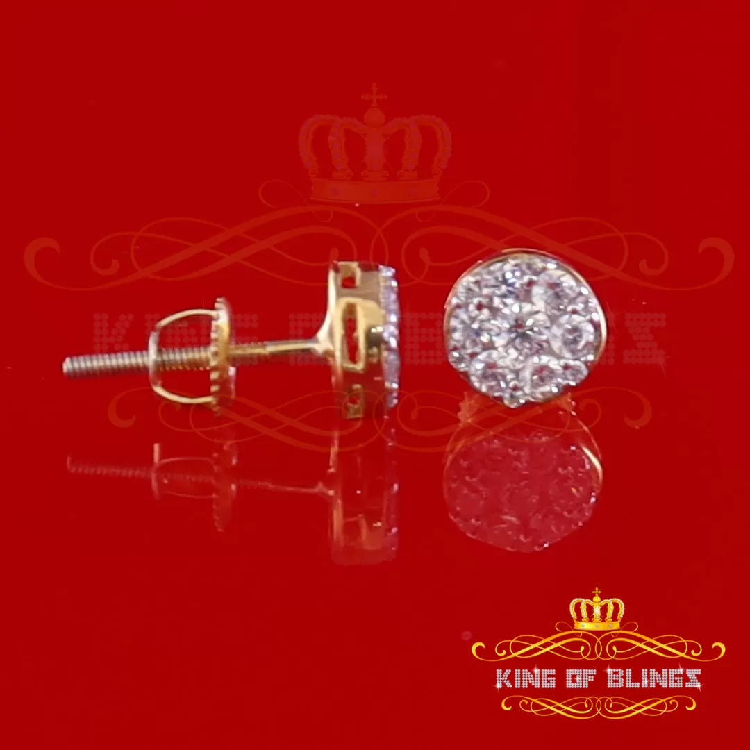 King of Bling's 0.94ct Cubic Zirconia 925 Yellow Silver Women's & Men's Hip Hop Square Earrings