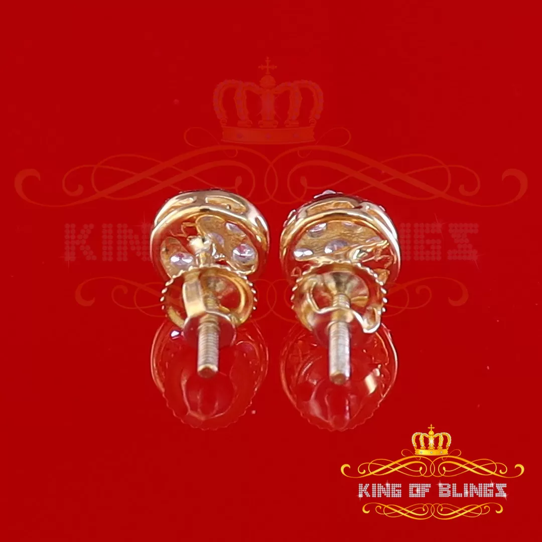 King of Bling's 0.94ct Cubic Zirconia 925 Yellow Silver Women's & Men's Hip Hop Square Earrings