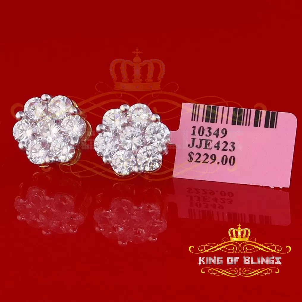 King of Bling's 925 Silver Yellow 1.56ct Cubic Zirconia Hip Hop Floral Women's & Men's Earrings