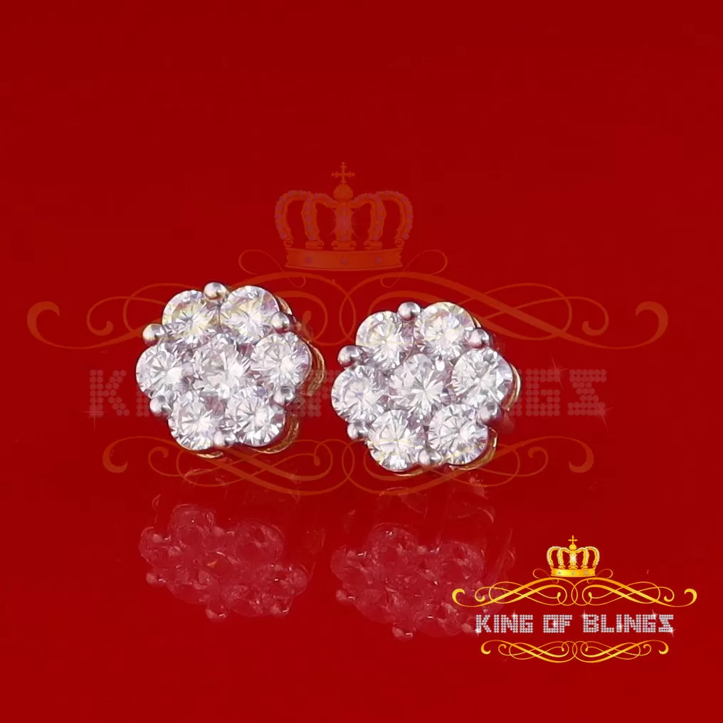 King of Bling's 925 Silver Yellow 1.56ct Cubic Zirconia Hip Hop Floral Women's & Men's Earrings