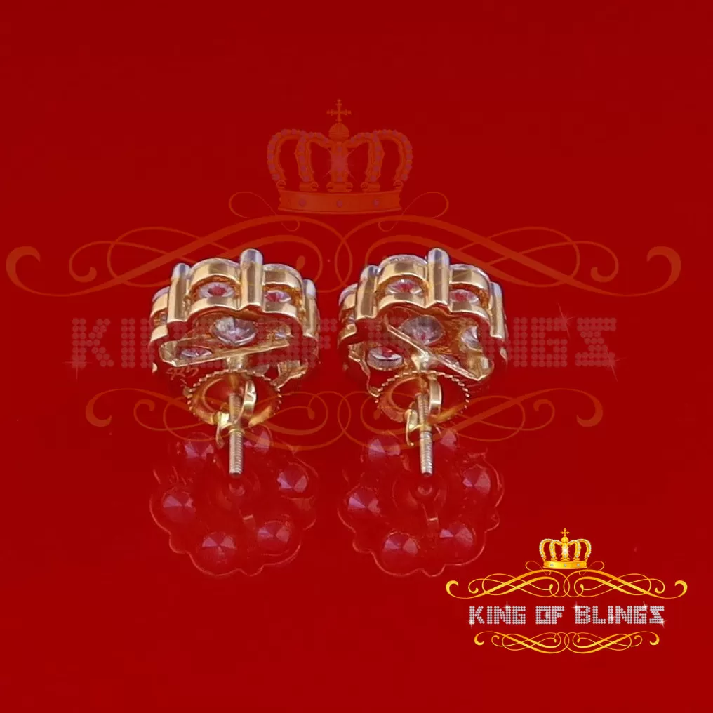 King of Bling's 925 Silver Yellow 1.56ct Cubic Zirconia Hip Hop Floral Women's & Men's Earrings