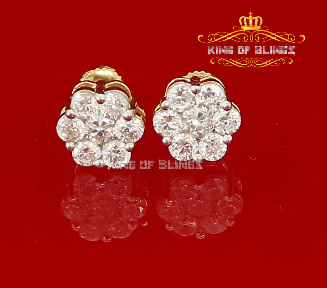 King of Bling's 925 Yellow Silver Sterling 2.06ct Cubic Zirconia Hip Hop Floral Women's Earrings