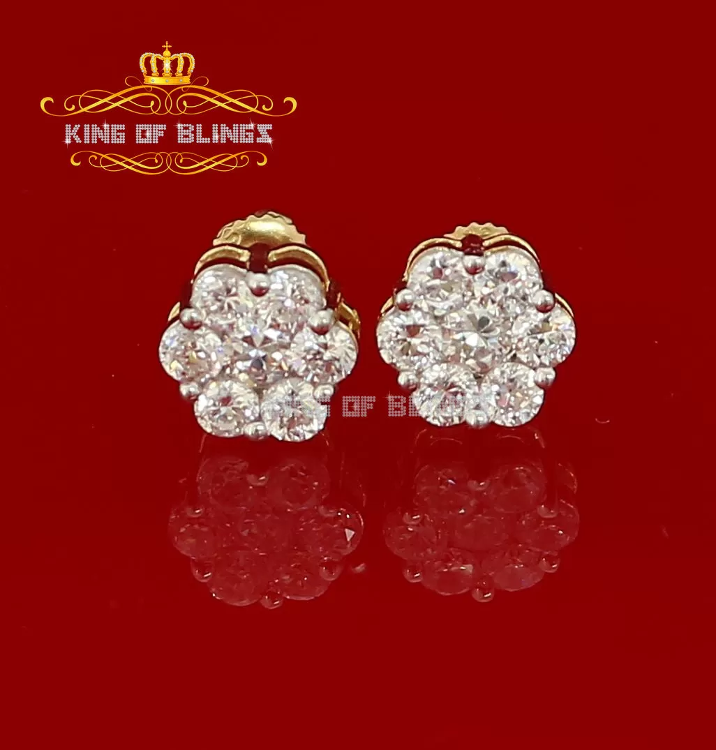 King of Bling's 925 Yellow Silver Sterling 2.06ct Cubic Zirconia Hip Hop Floral Women's Earrings