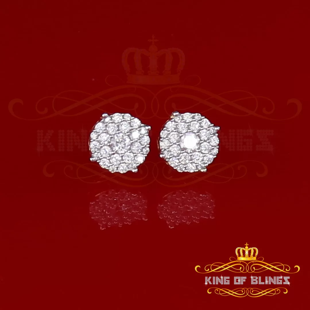 King of Bling's Aretes Para Hombre 925 Yellow Silver 2.3ct Cubic Zirconia Round Women's Earring