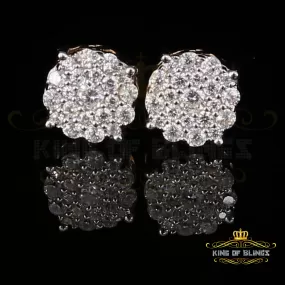 King of Bling's Aretes Para Hombre 925 Yellow Silver 2.3ct Cubic Zirconia Round Women's Earring