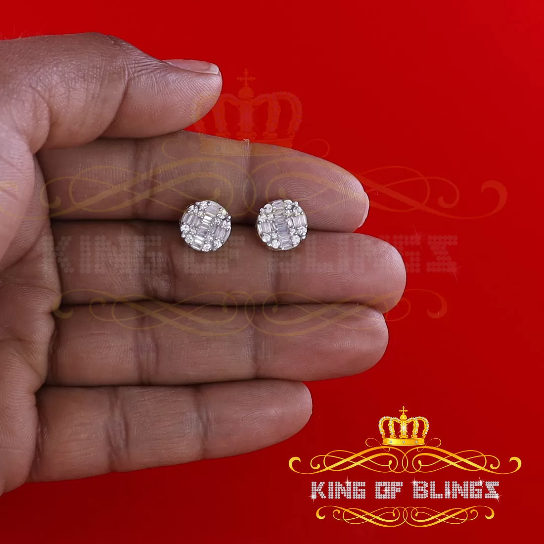 King of Bling's Hip Hop Yellow 925 Silver 1.06ct Cubic Zirconia Women's & Men's style Earrings