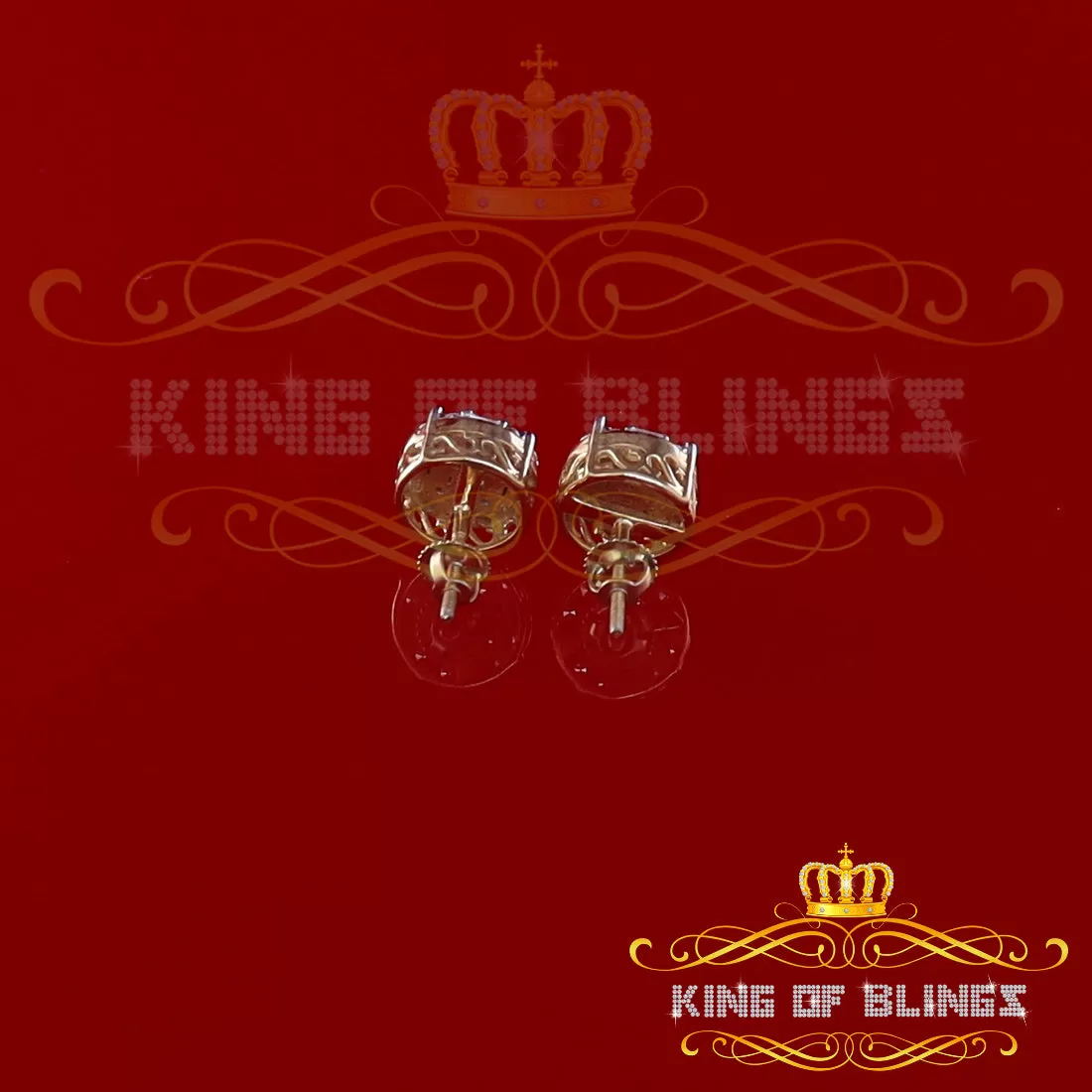 King of Bling's Hip Hop Yellow 925 Silver 1.06ct Cubic Zirconia Women's & Men's style Earrings