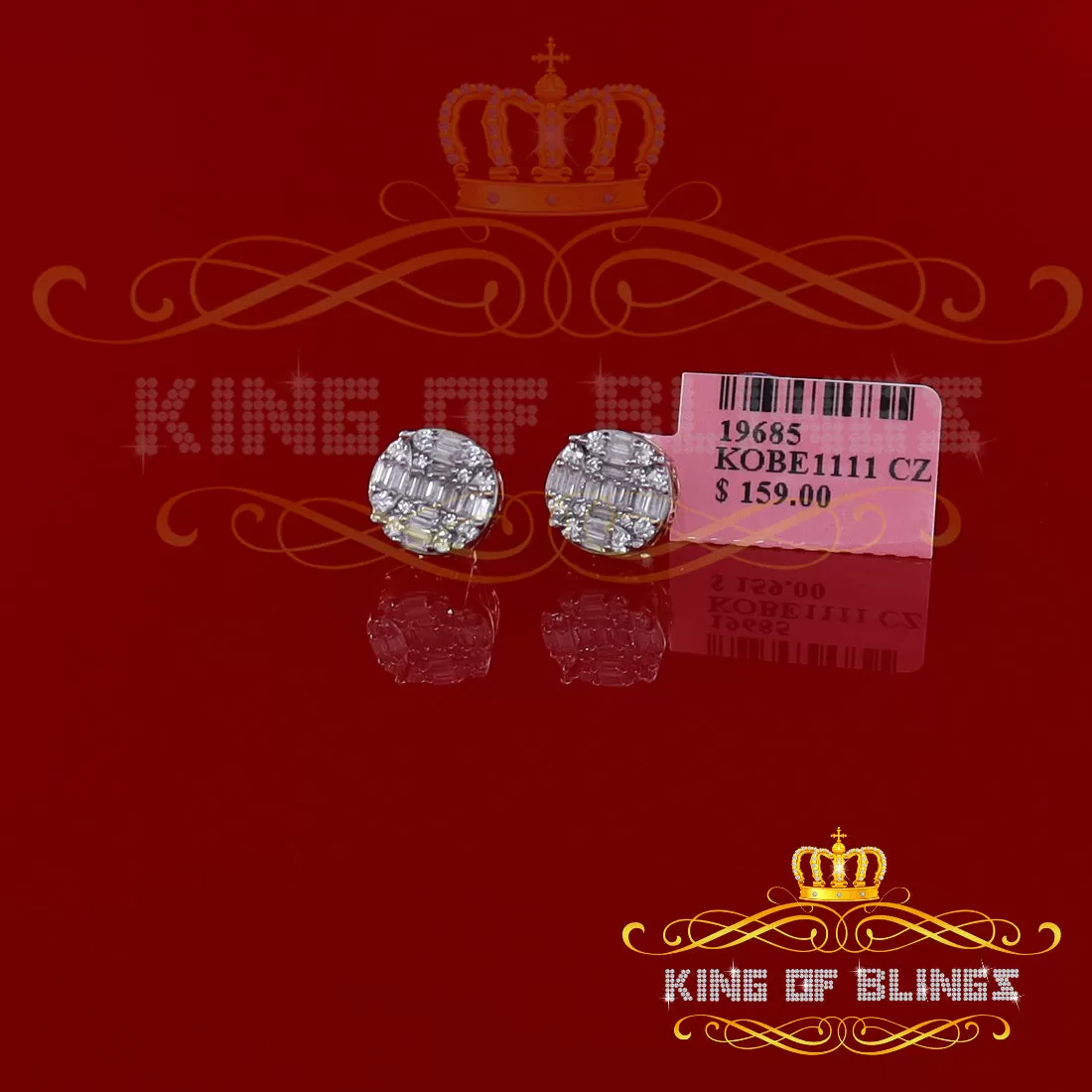 King of Bling's Hip Hop Yellow 925 Silver 1.06ct Cubic Zirconia Women's & Men's style Earrings