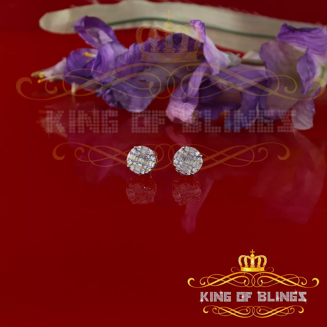 King of Bling's Hip Hop Yellow 925 Silver 1.06ct Cubic Zirconia Women's & Men's style Earrings