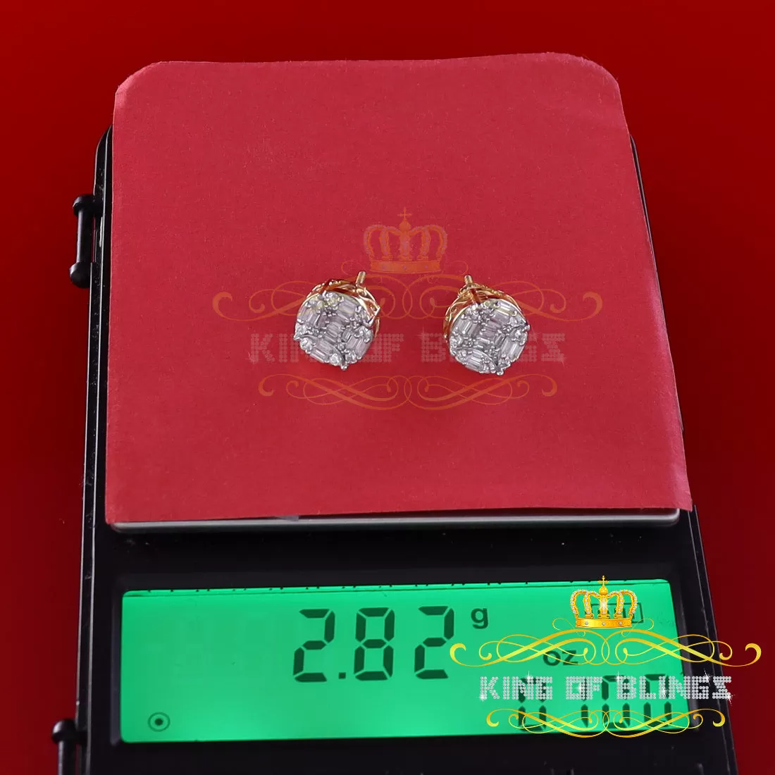 King of Bling's Hip Hop Yellow 925 Silver 1.06ct Cubic Zirconia Women's & Men's style Earrings