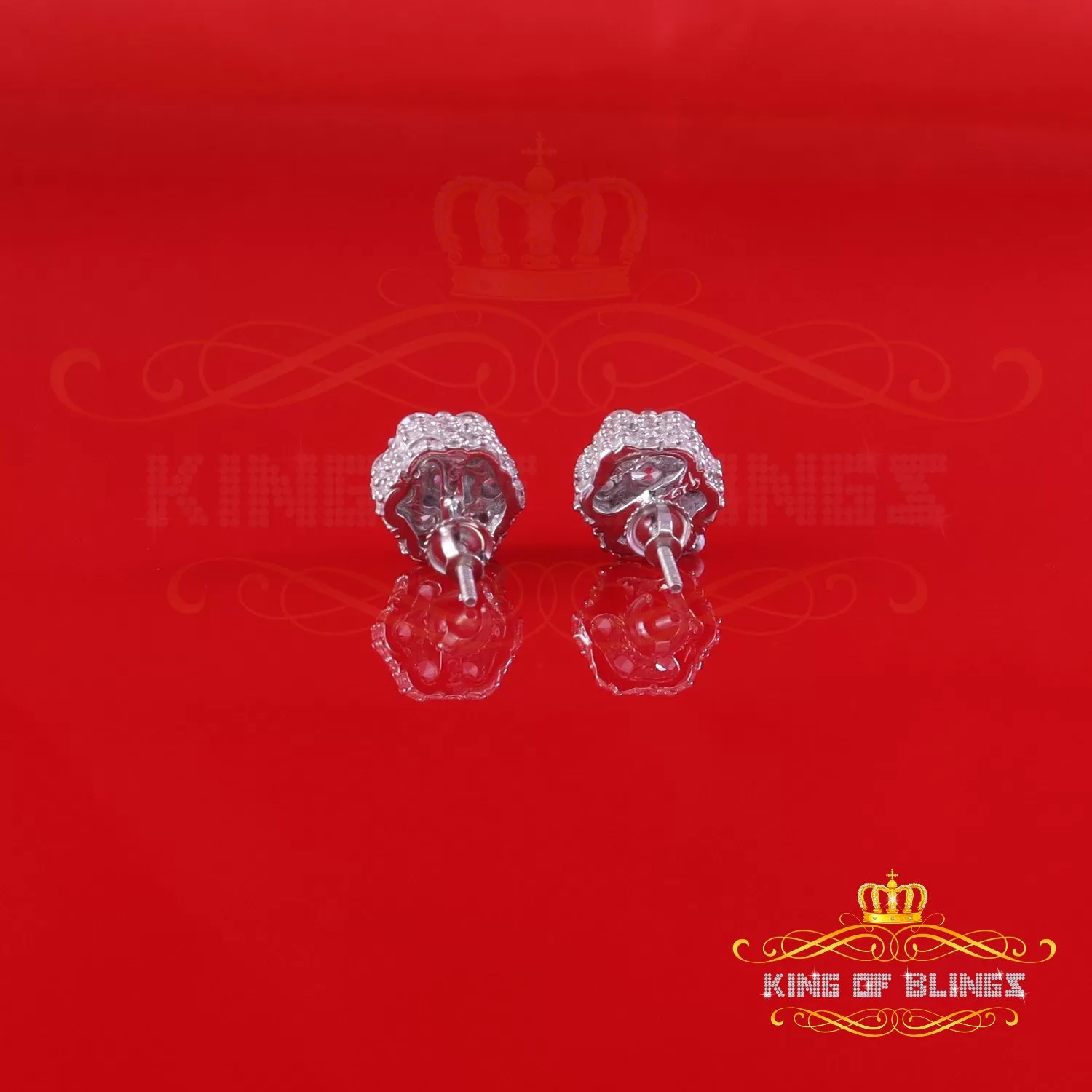 King of Blings- 2.00ct Cubic Zirconia 925 White Silver Sterling Hip Hop Floral Women's Earrings