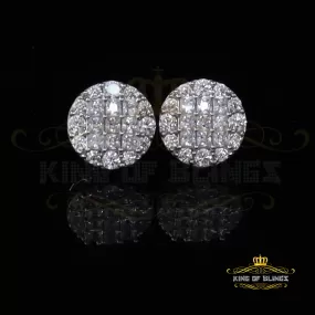 King of Blings- 3.46ct Cubic Zirconia 925 White Sterling Silver Women's Hip Hop Round Earrings