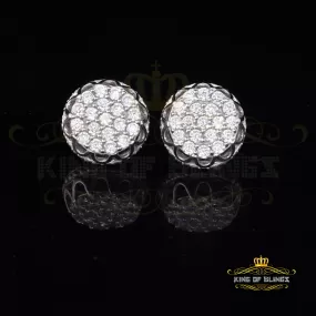 King of Blings- 925 White Sterling Silver 2.28ct Cubic Zirconia Women's Hip Hop Flower Earrings