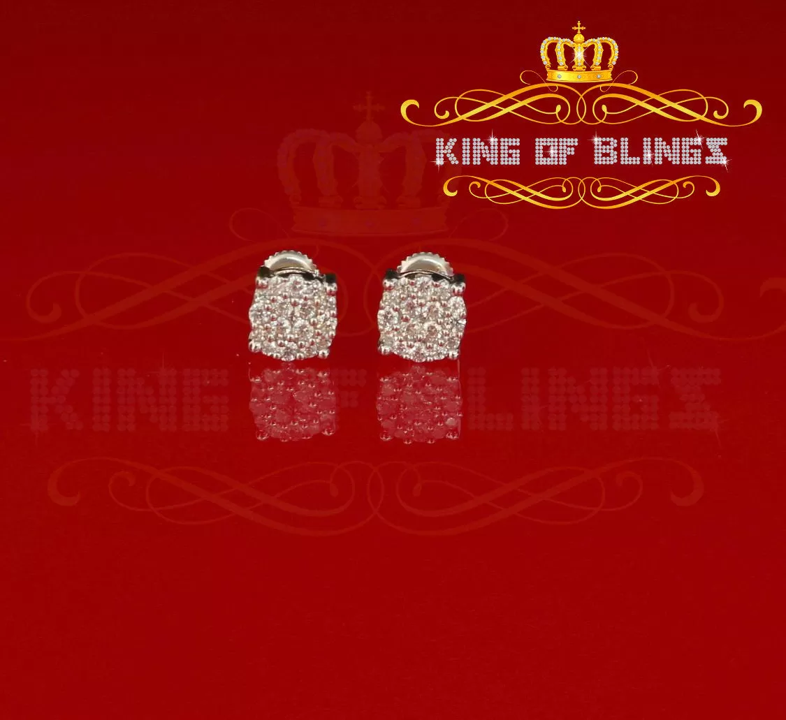 King of Blings- Aretes Para Hombre 925 White Silver 0.84ct Cubic Zirconia Round Women's Earring