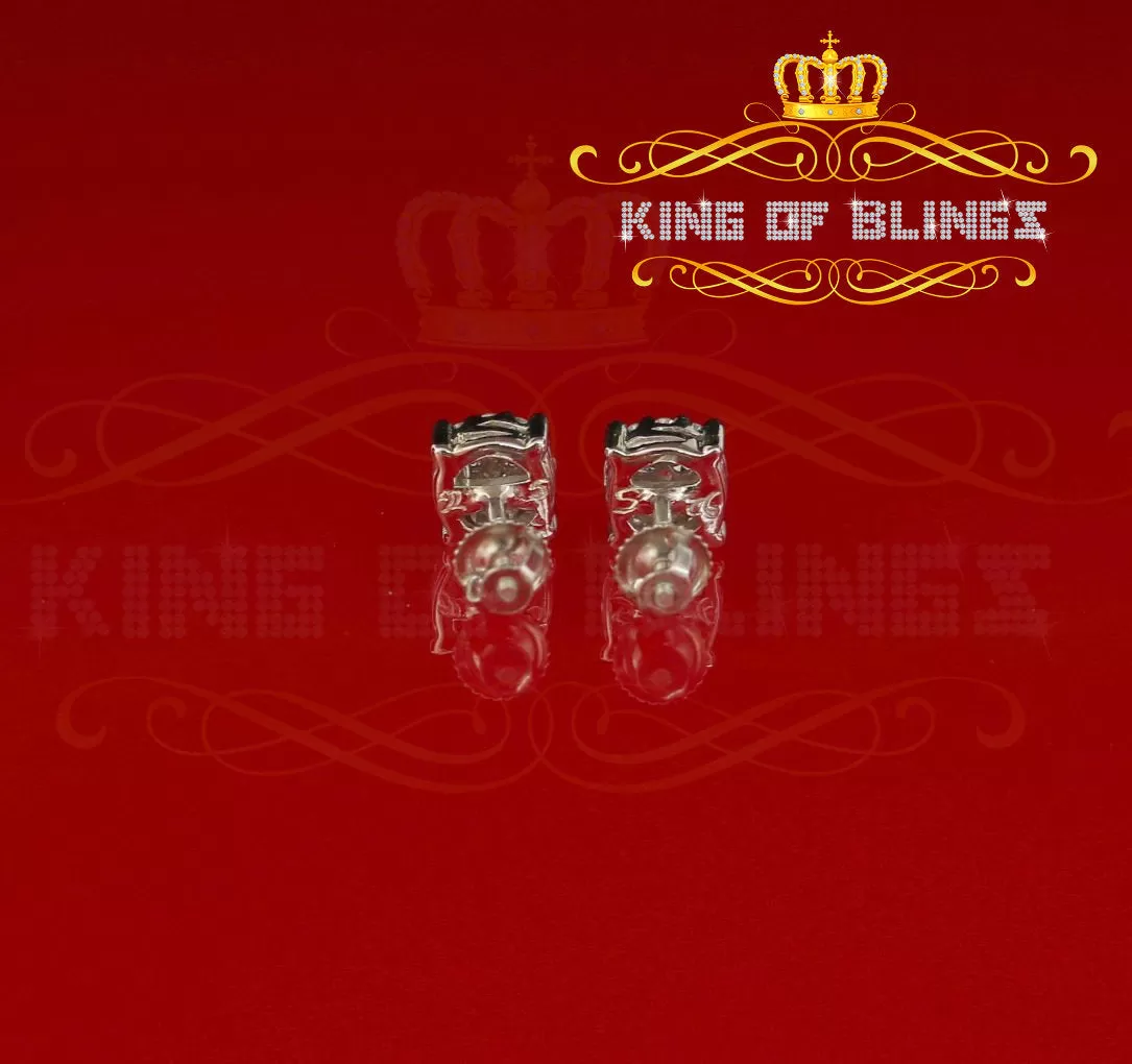 King of Blings- Aretes Para Hombre 925 White Silver 0.84ct Cubic Zirconia Round Women's Earring