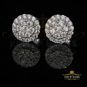 King of Blings- Aretes Para Hombre 925 White Silver 0.88ct Cubic Zirconia Round Women's Earring