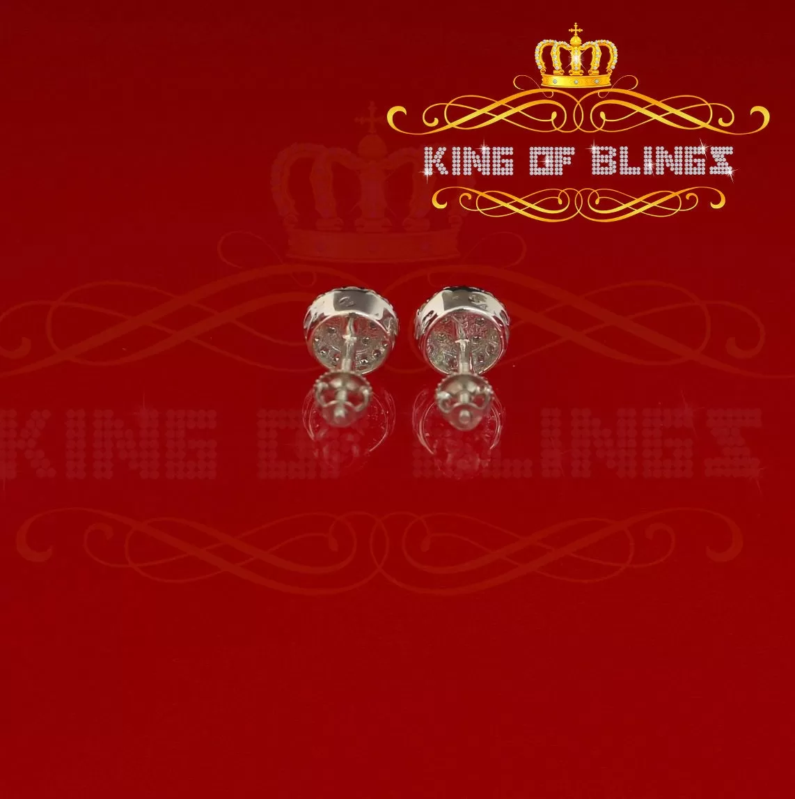 King of Blings- Aretes Para Hombre 925 White Silver 0.88ct Cubic Zirconia Round Women's Earring