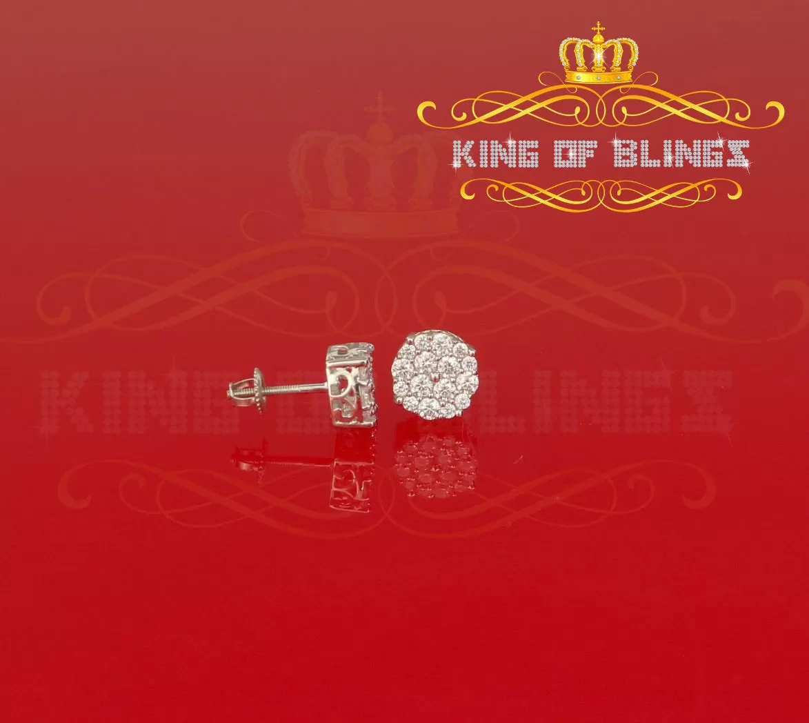 King of Blings- Aretes Para Hombre 925 White Silver 2.0ct Cubic Zirconia Round Women's Earrings