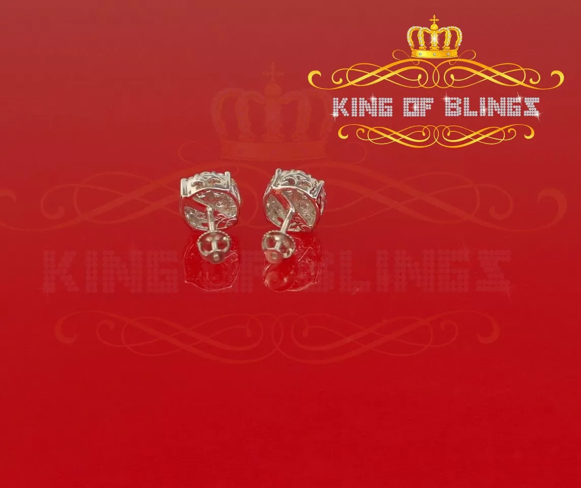 King of Blings- Aretes Para Hombre 925 White Silver 2.0ct Cubic Zirconia Round Women's Earrings