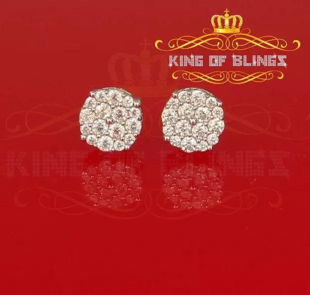 King of Blings- Aretes Para Hombre 925 White Silver 2.0ct Cubic Zirconia Round Women's Earrings