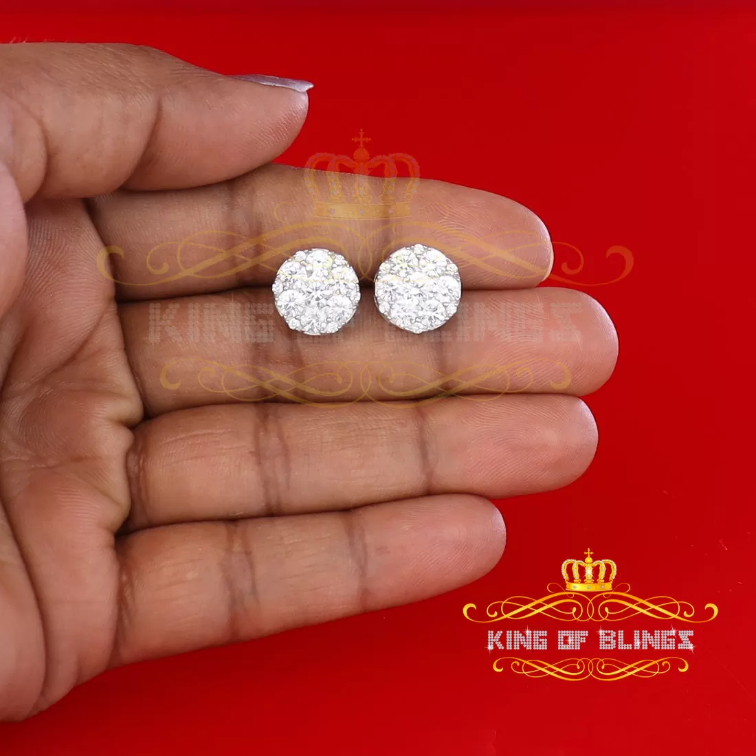 King of Blings- Aretes Para Hombre 925 White Silver 5.56ct Cubic Zirconia Women Round Earrings