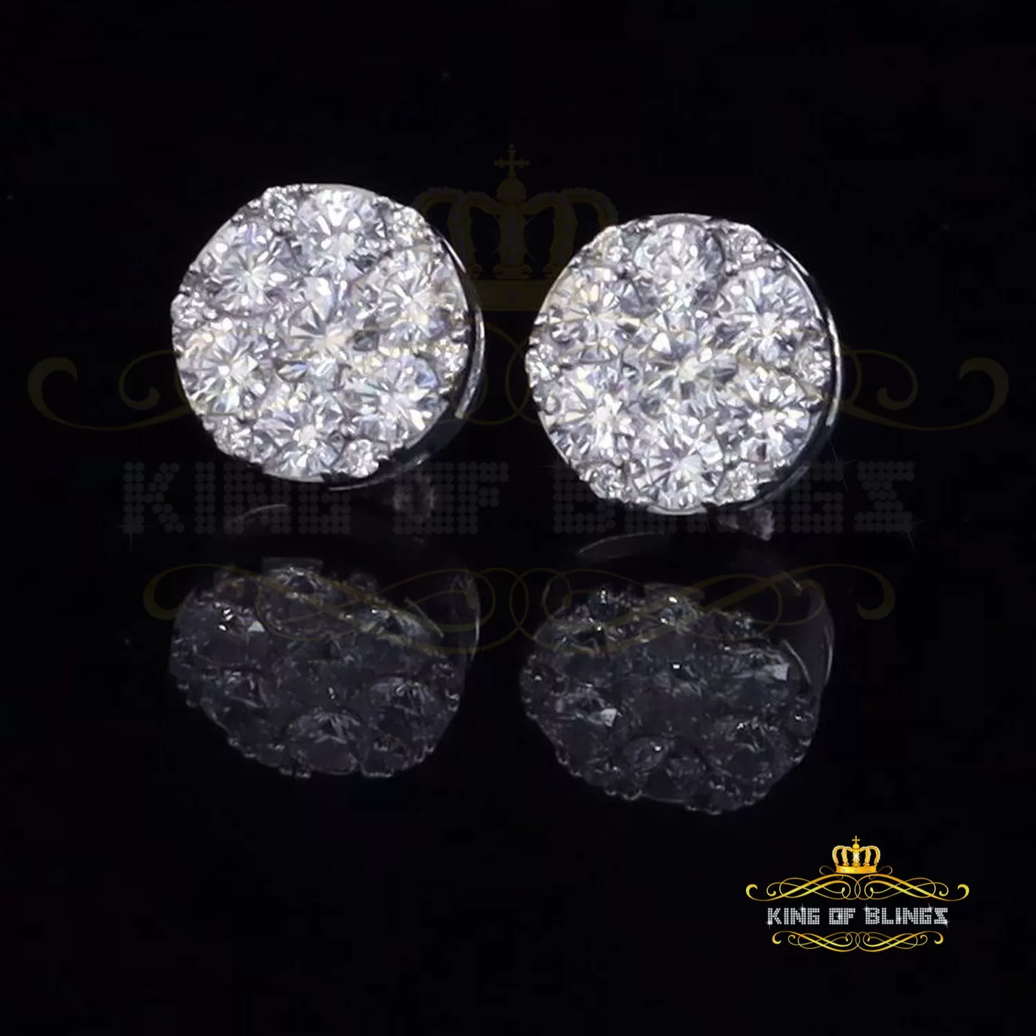 King of Blings- Aretes Para Hombre 925 White Silver 5.56ct Cubic Zirconia Women Round Earrings