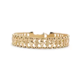 Ladies 14K Yellow Gold Heart Link Bracelet