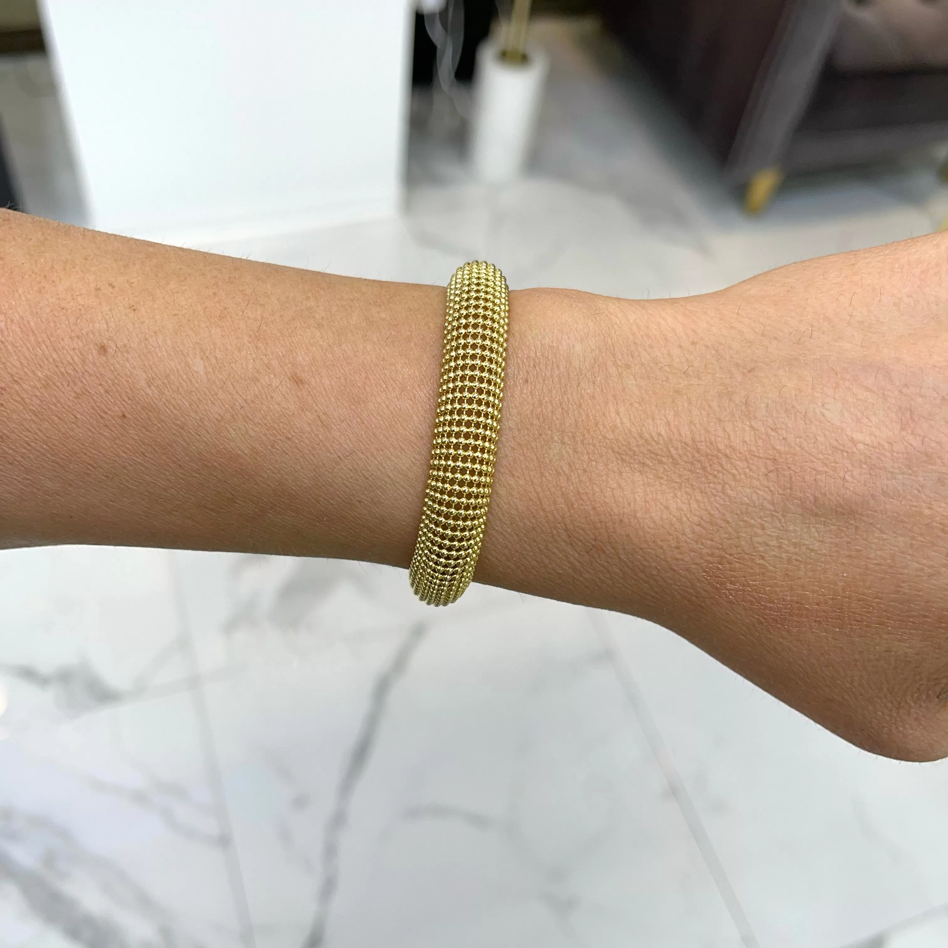 Ladies 14K Yellow Gold Mesh Link Bracelet