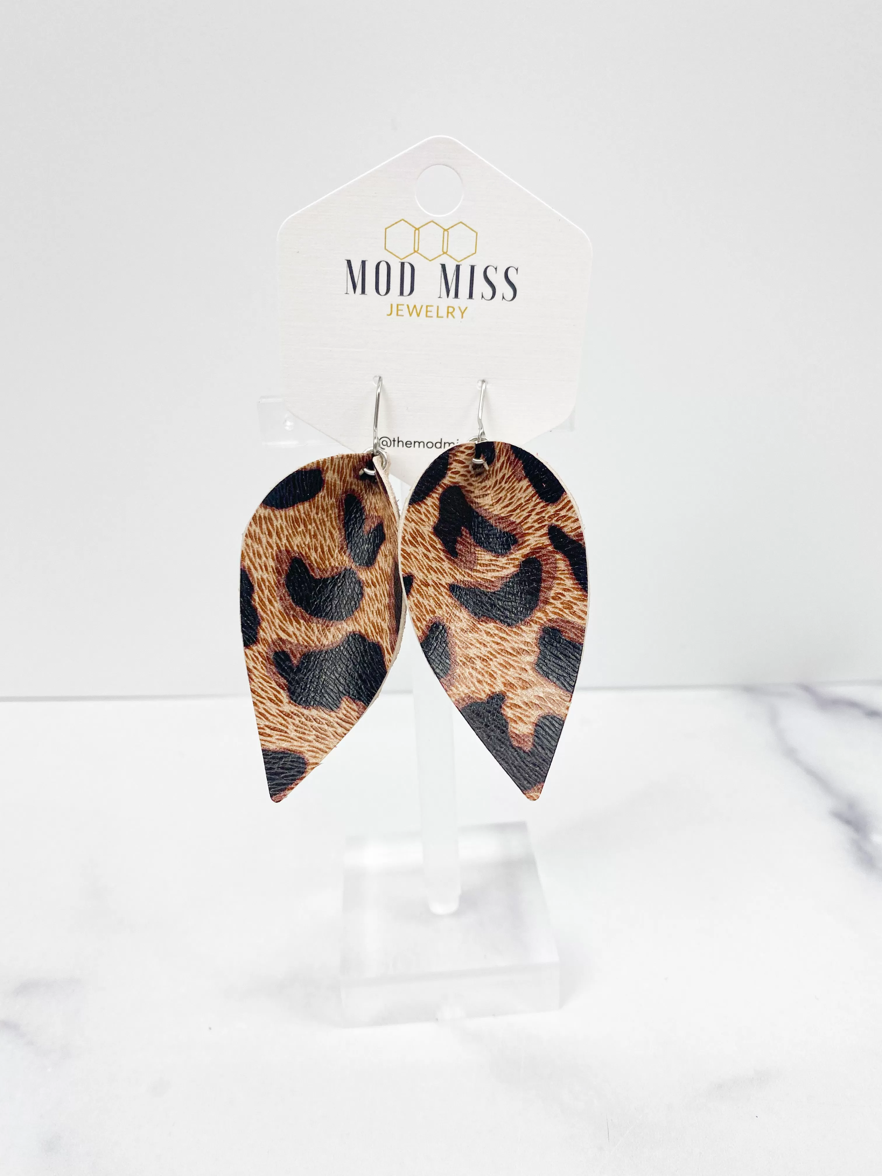 Leather Petal Earring Leopard Urban