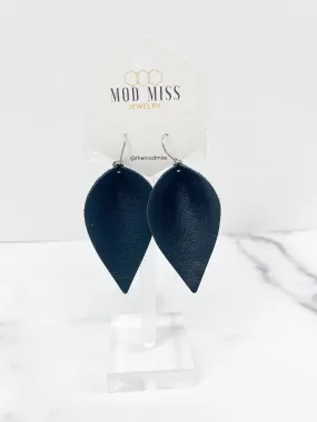 Leather Petal Earring Worn Black