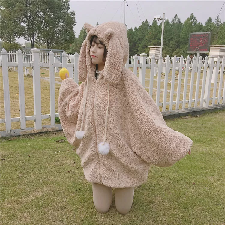 Lovely Rabbit Hoodie Plush Coat AD12686