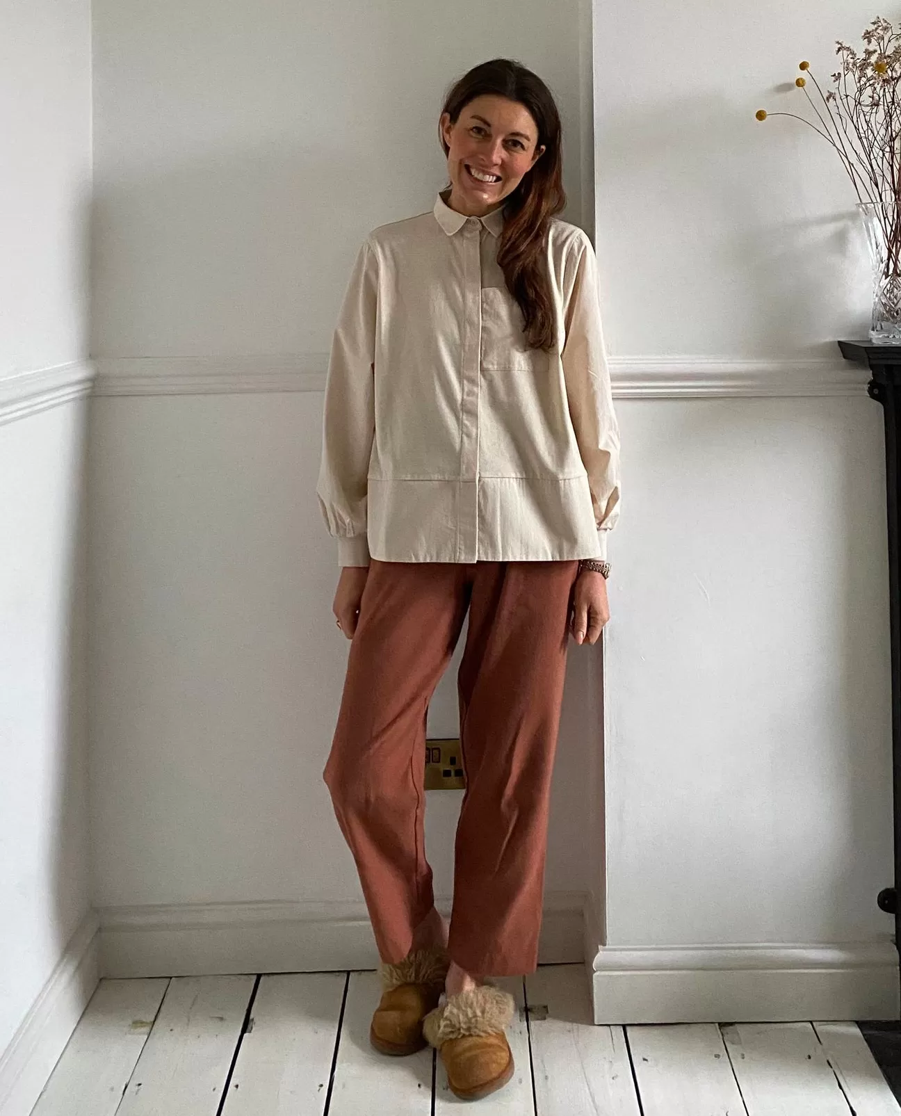 Maisie-Jane Organic Cotton Brushed Twill Trouser in Cinnamon