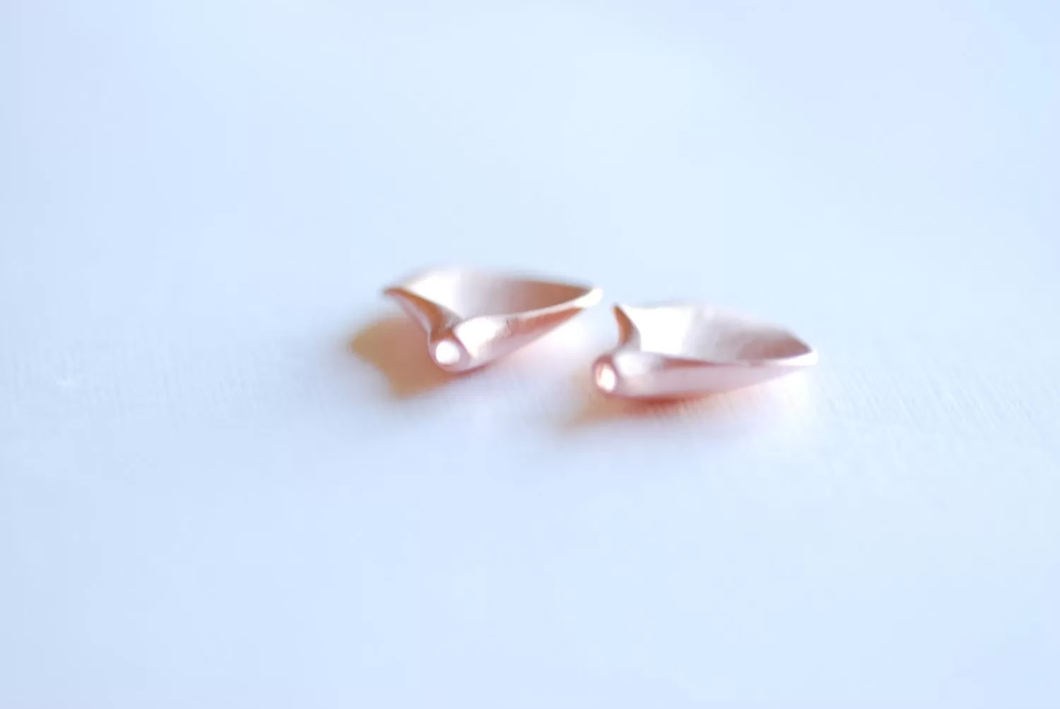 Matte Pink Rose Gold Vermeil Calla Lily Petal Charm- 18k gold plated Sterling Silver bead cap, Calla lily bead cone, nature pendant, 187