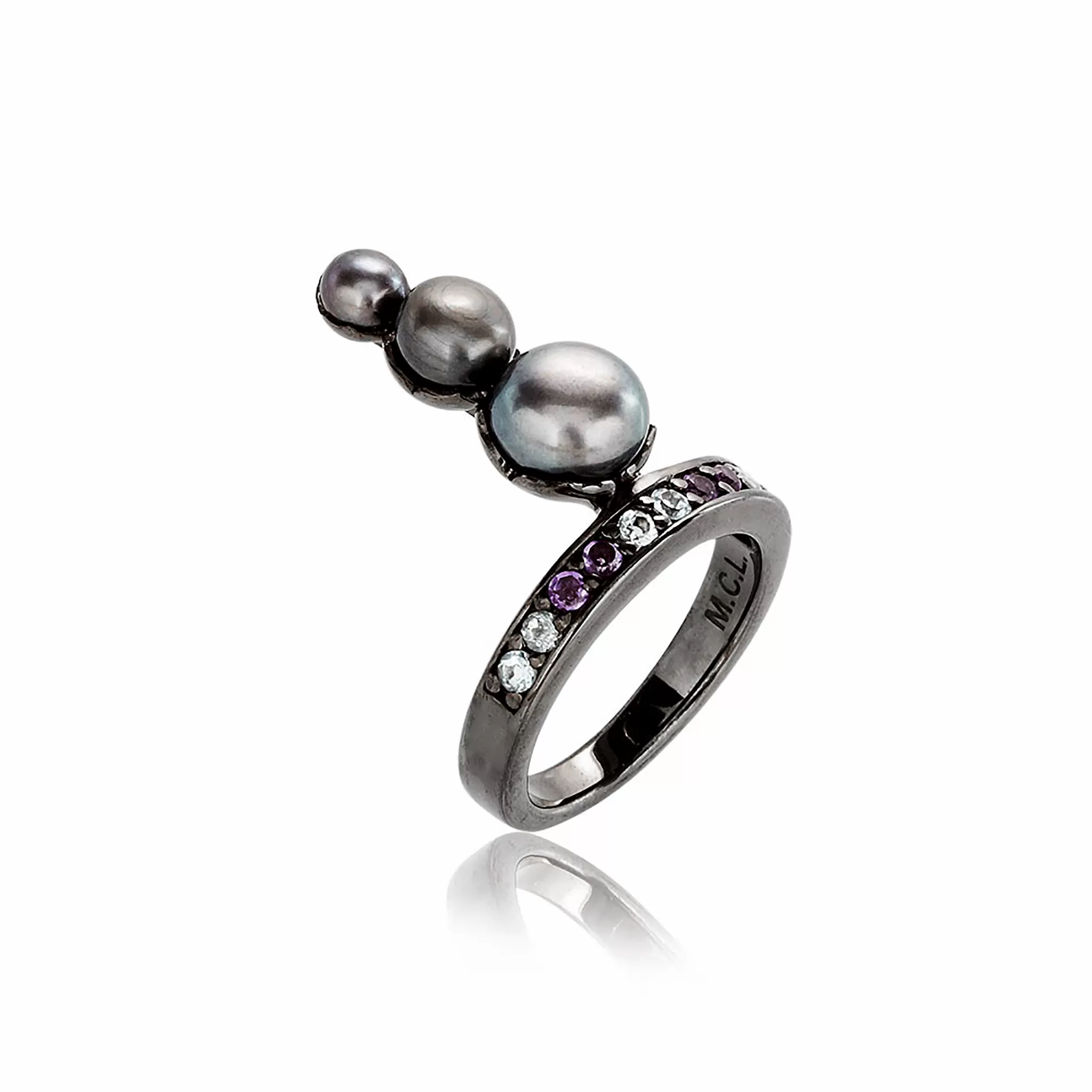 MCL Design Black Pearl Stacking Ring