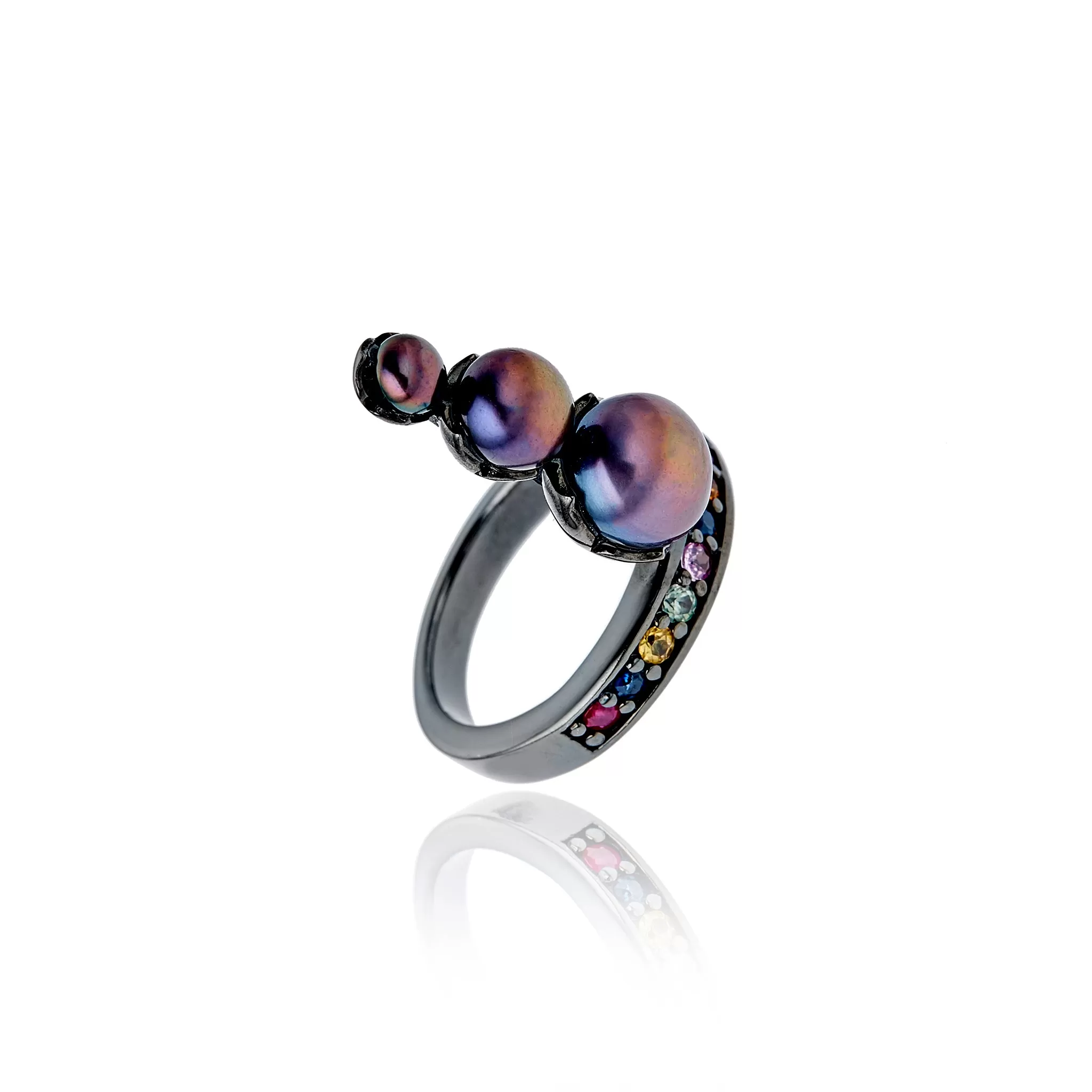 MCL Design Black Pearl Stacking Ring