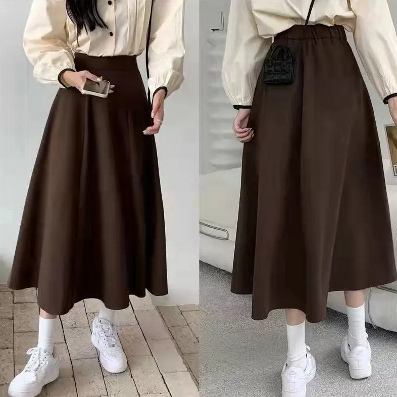 Mid-Calf Skirt With High Waist