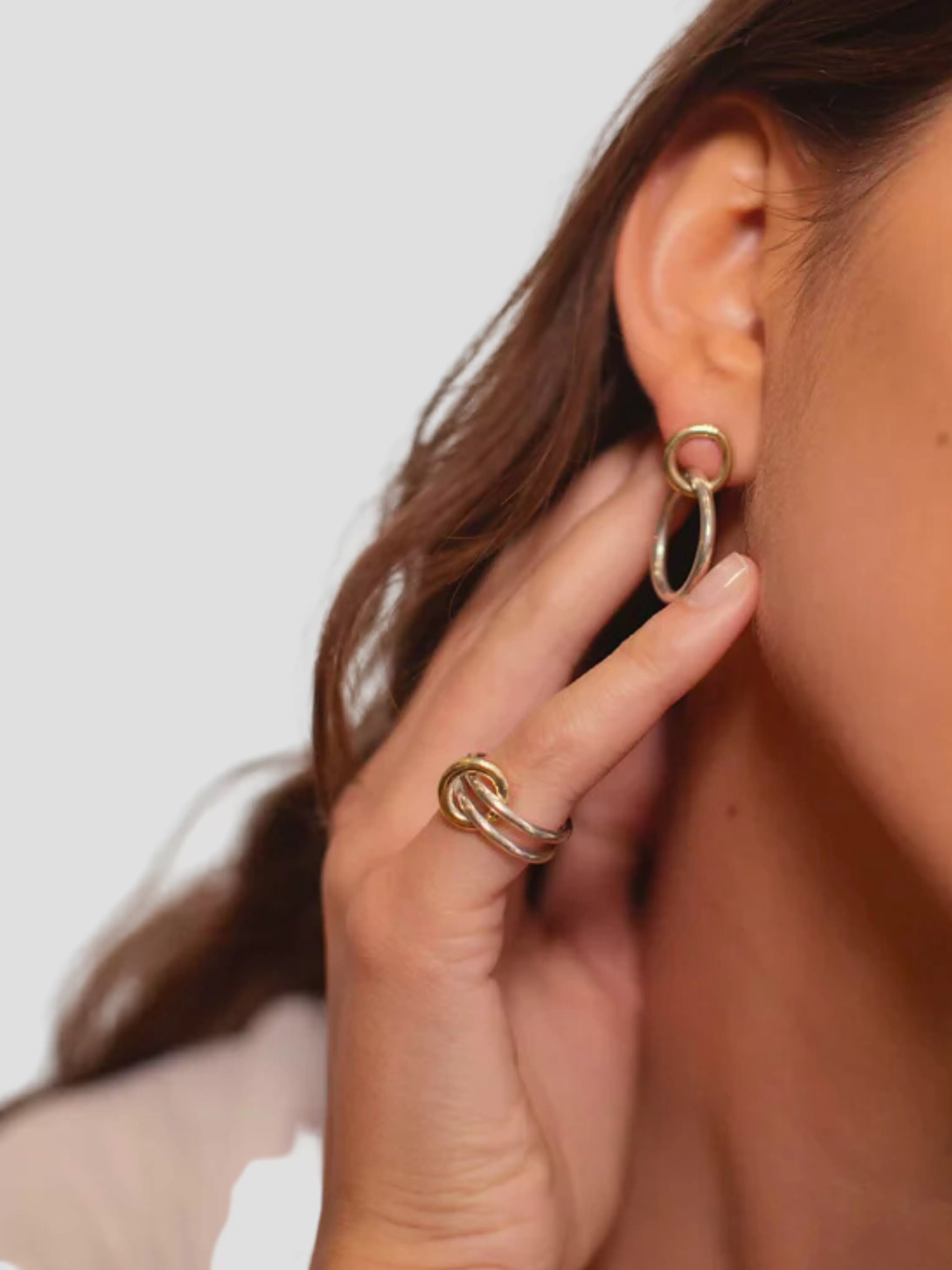 Mismatched Gold & Sterling Silver Hoops