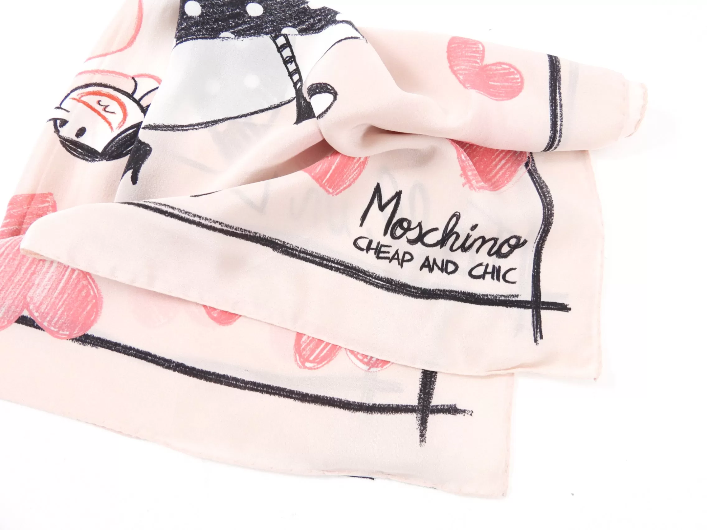 Moschino Cheap and Chic Fall in Love Pink Hearts Scarf