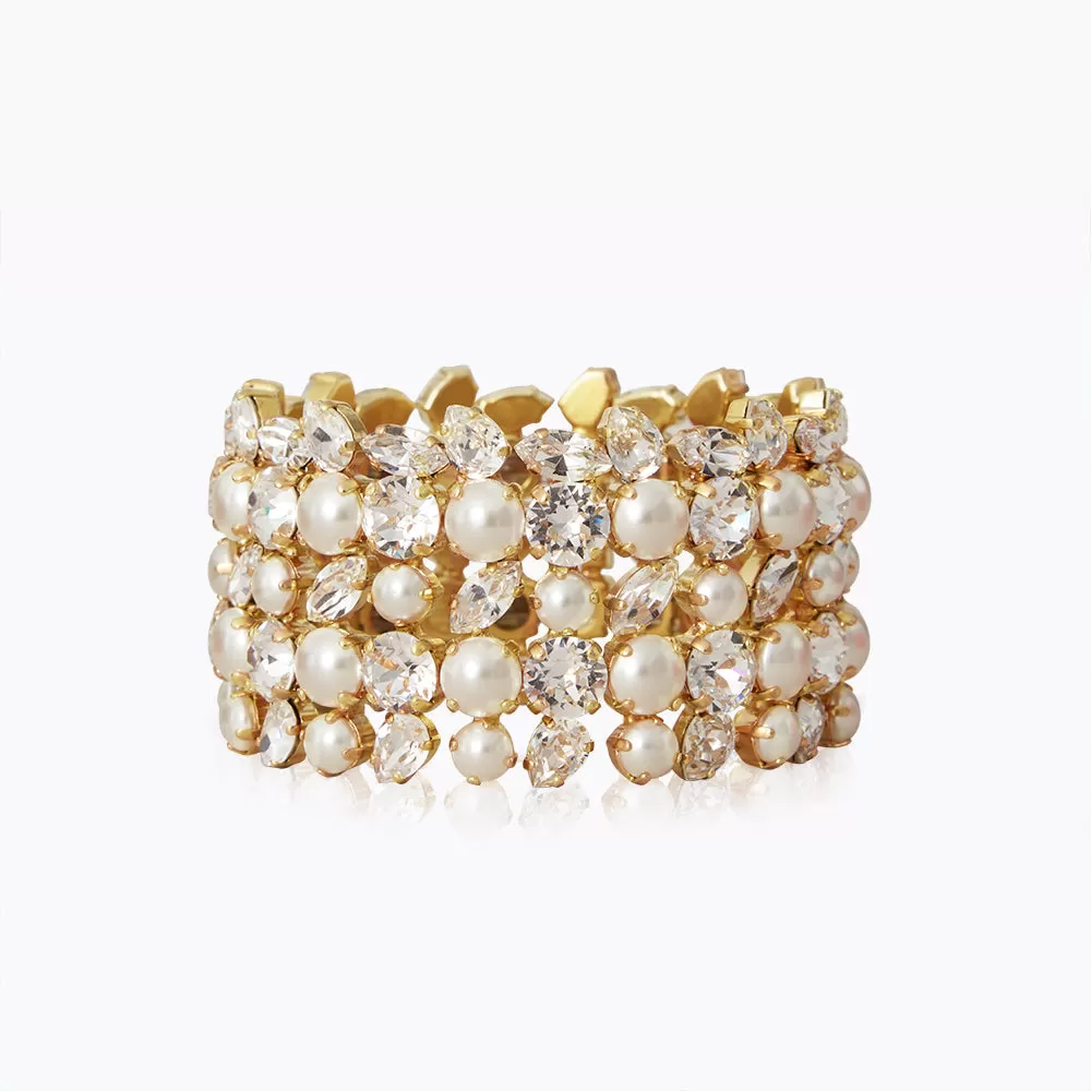 Multi Cuff Bracelet / Pearl   Crystal